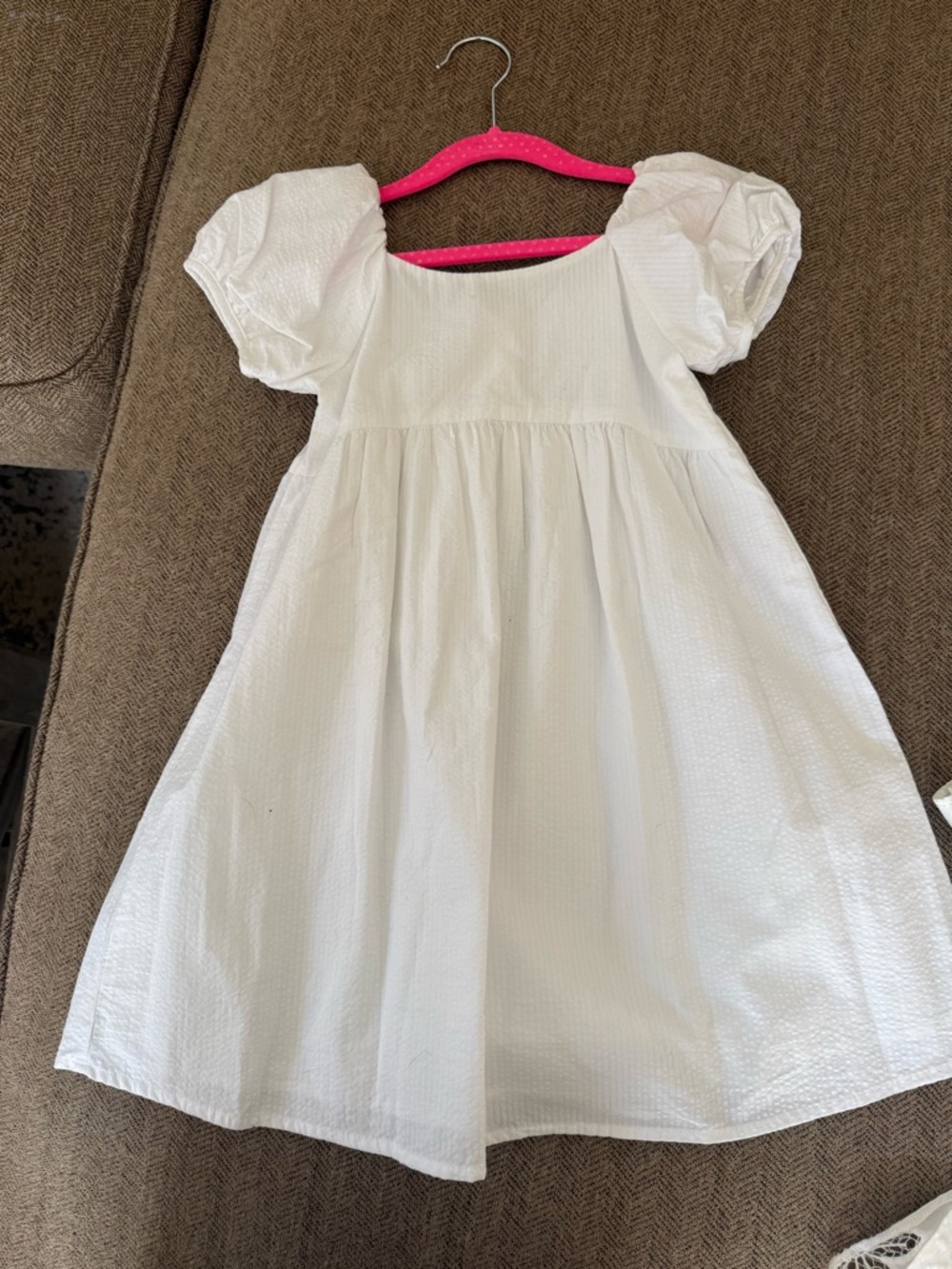 NWT Janie and Jack White Puff-Sleeve Seersucker Dress